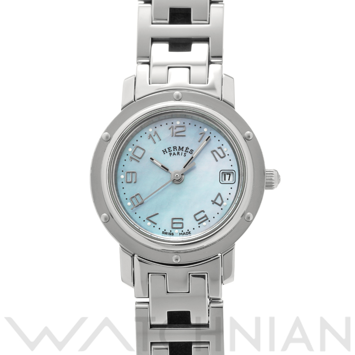 エルメス クリッパー CL4.210 ブルーシェル レディース 時計 【中古