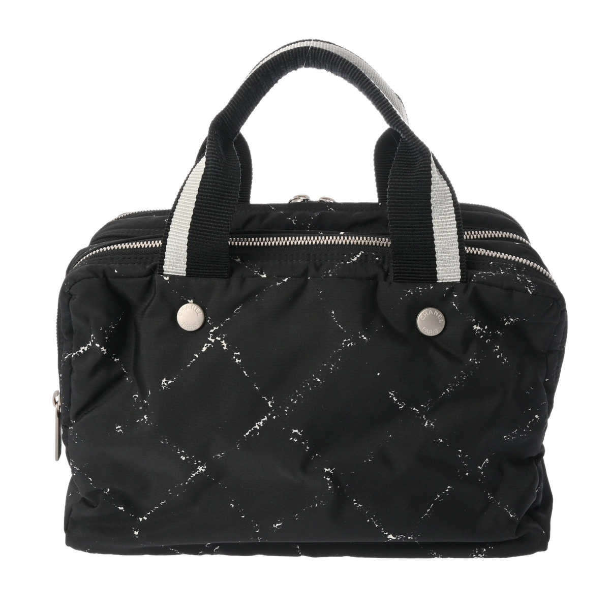 シャネル 旧トラベルライン ミニボストンバッグ ブラック ナイロン