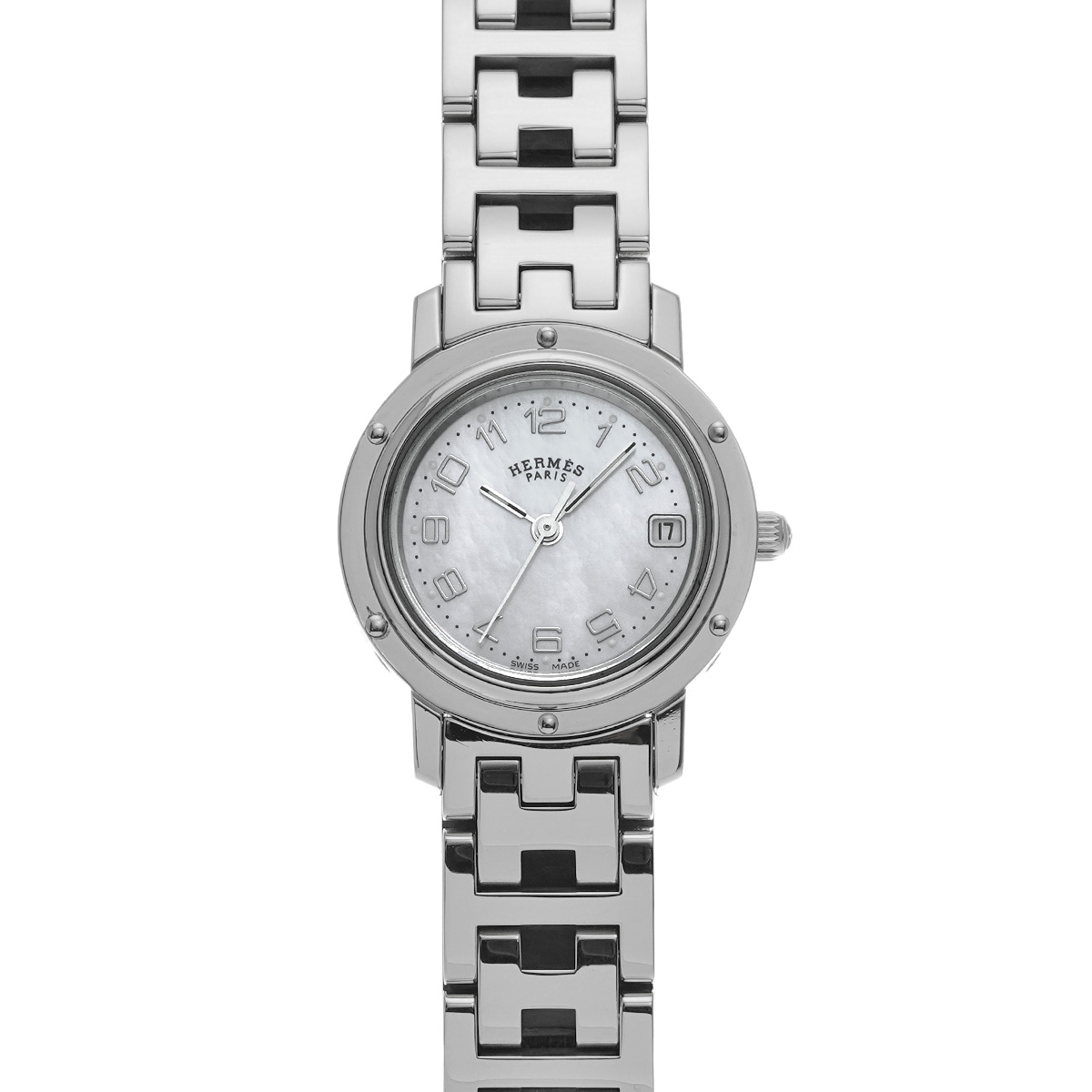 エルメス クリッパー ナクレ CL4.210 ホワイトシェル レディース 時計