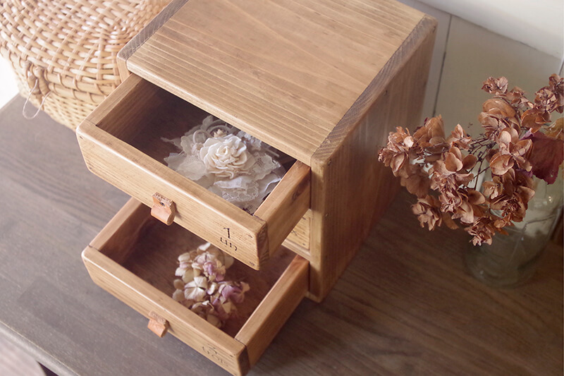 ヴィンテージ風木製ドロワーラック｜アンティーク風木製小引き出し