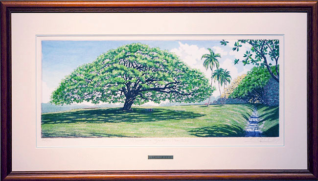 キャロルコレット「MOANALUA GARDEN 」銅版画＋手彩色 直筆サイン有