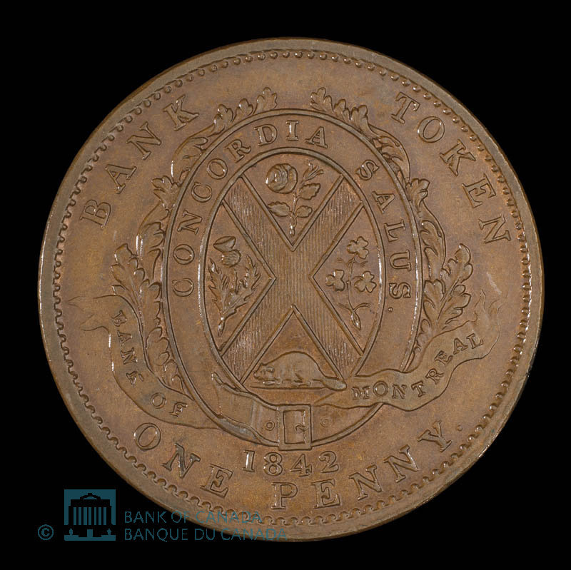 2379. 極美品 1842年 カナダ バンクトークン 1ペニー 2379. 極美品