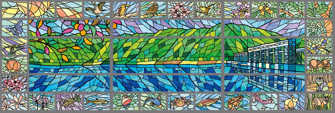 送料込み【希少】【幅67㎝】グレインベルト 特大ステンドグラス 看板