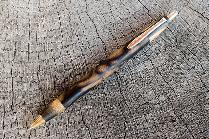 野原工芸超特上黒柿孔雀杢ボールペン