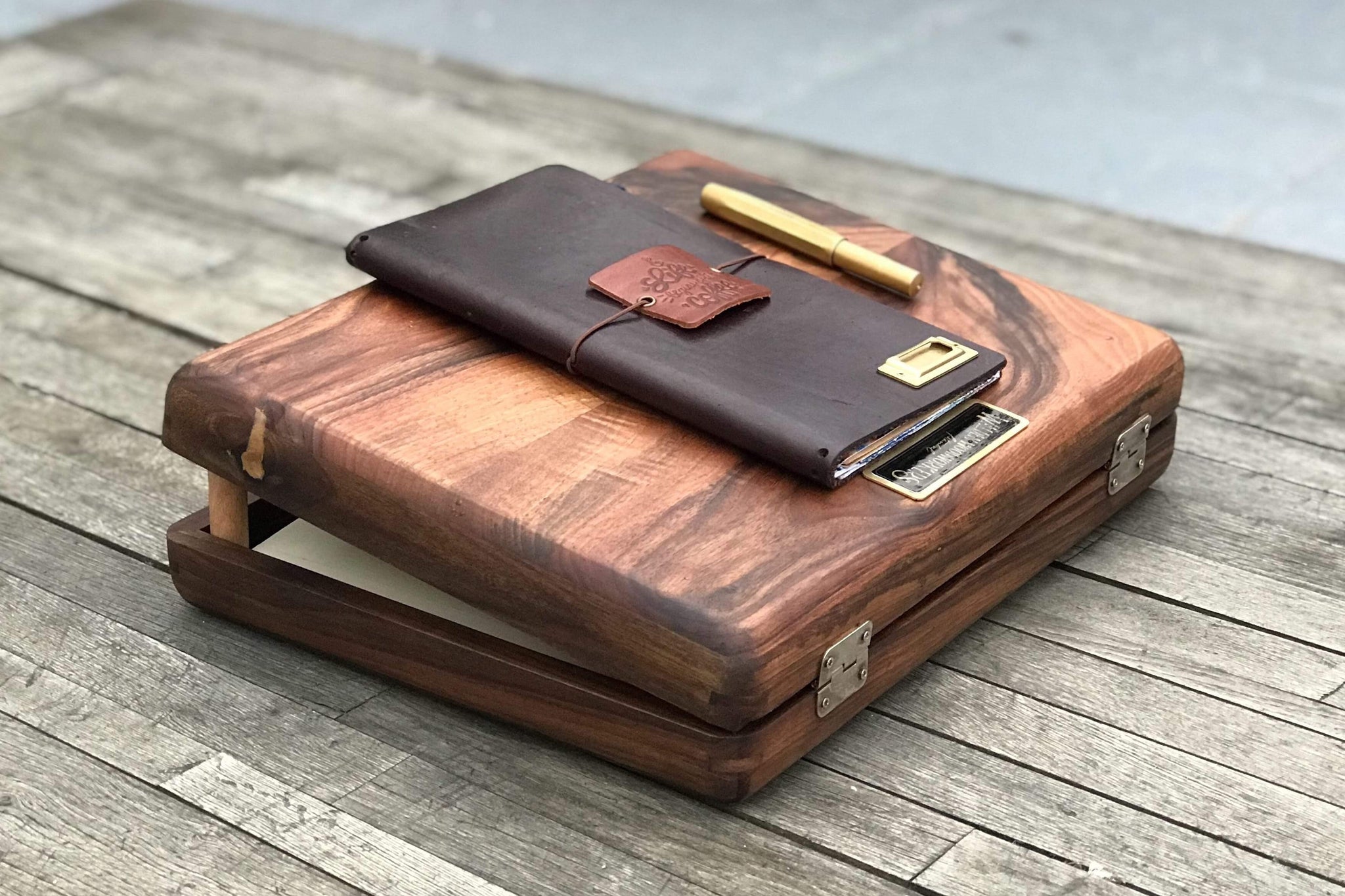 The Writing Box - Portable Wooden Writing Desk - Galen Leather