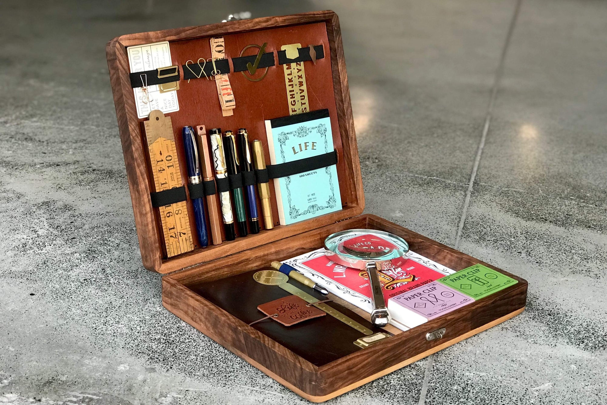 The Writing Box - Portable Wooden Writing Desk - Galen Leather