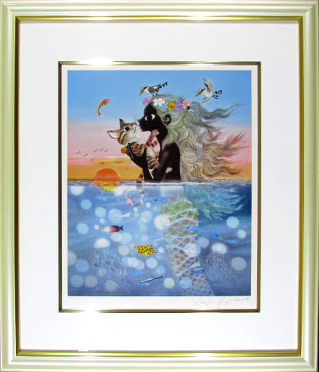 け*ん様 藤城清治「夕日の中の愛の奇蹟」キャンバスジクレー 直筆