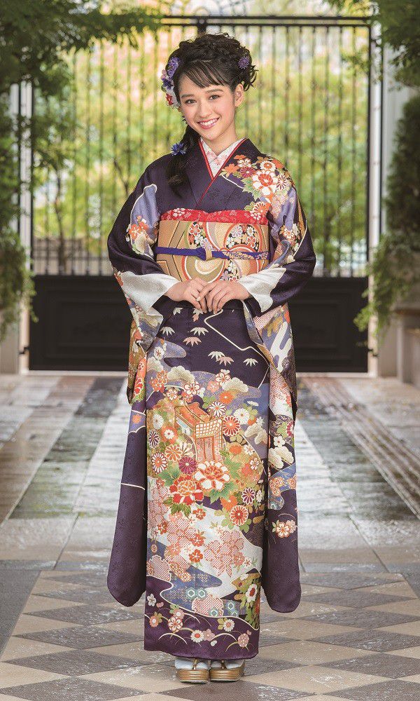 京友禅振袖・紫色・紺・藤色┃伝統古典【菊京屋】