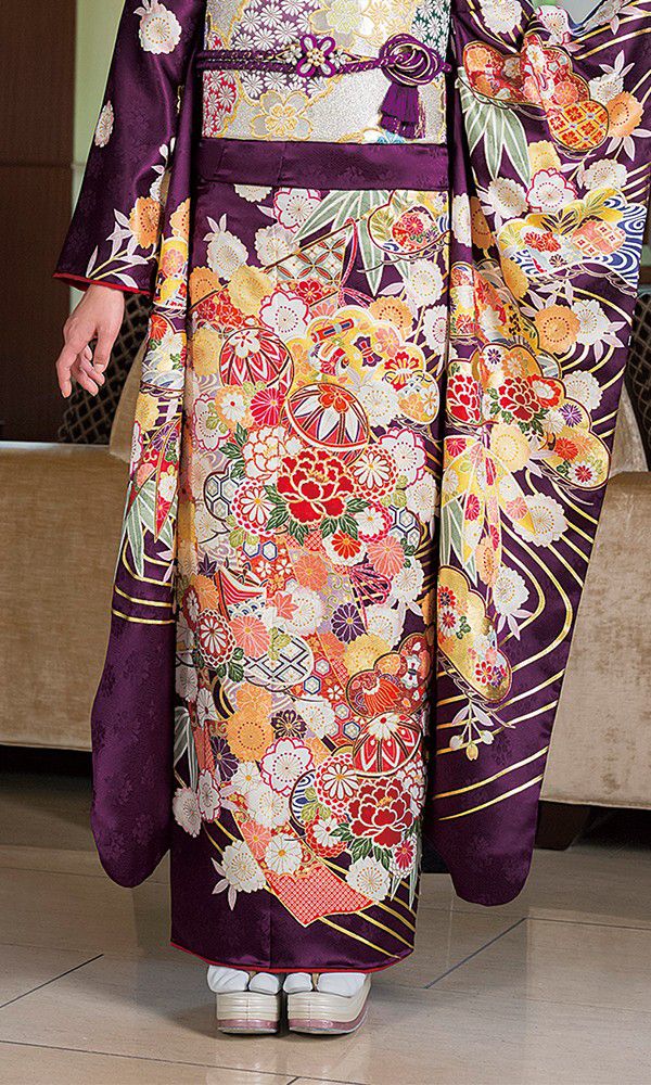 振袖フルセット 古代色の紫の友禅は、高貴で特別な色 成人式振袖 振袖
