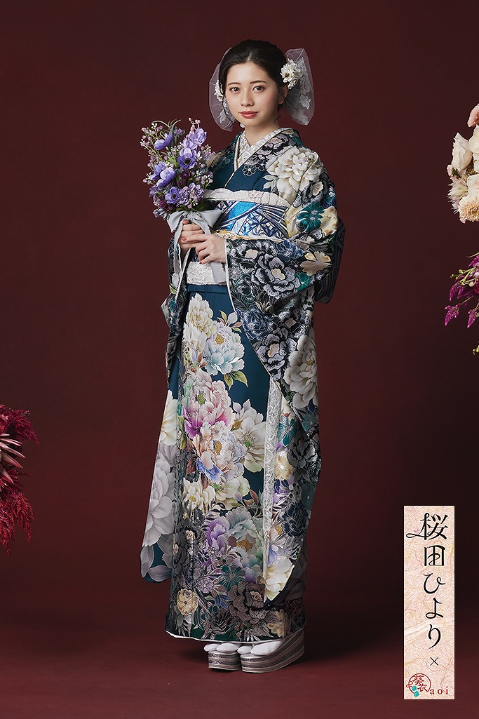 ブラック×ターコイズブルー振り袖未使用