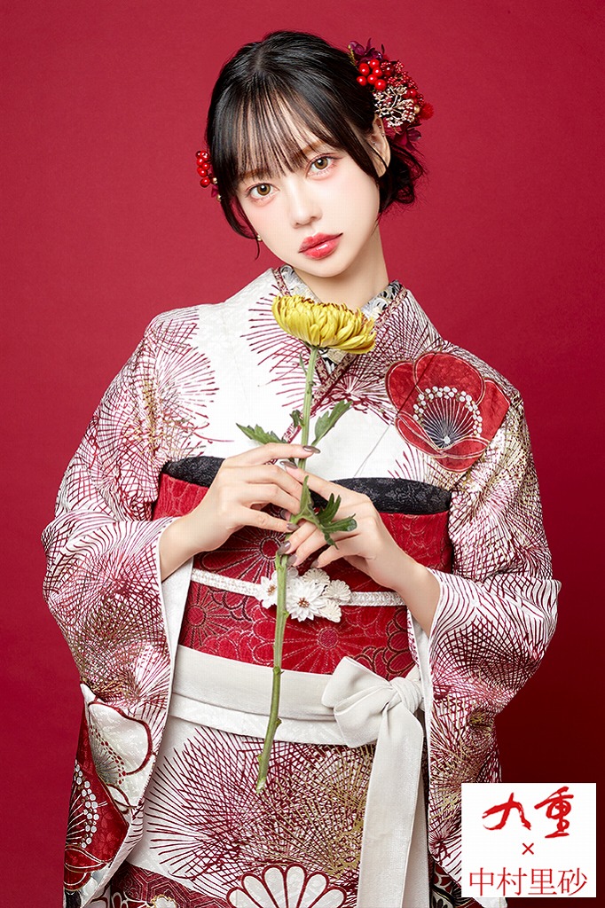 振袖フルセット(9点)・成人式・古典柄・銀駒刺繍・大輪牡丹・くすみ