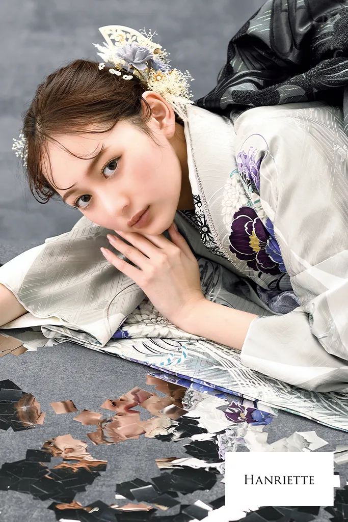 振袖 振り袖 成人式 フルセット 正絹 灰色 グレー 灰茶 絞り 菊 花柄