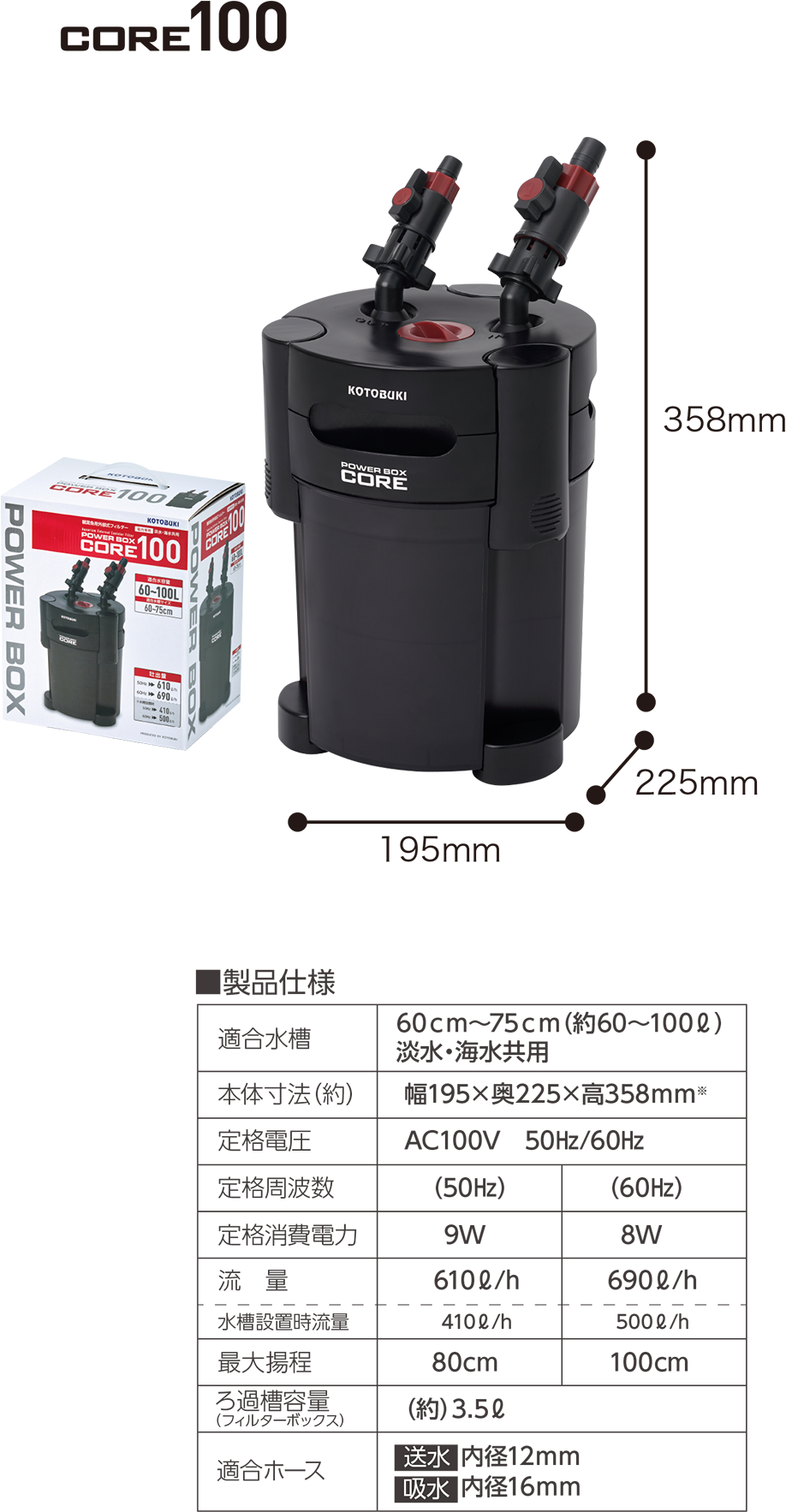 観賞魚用外部式フィルター Power Box Core | コトブキ工芸