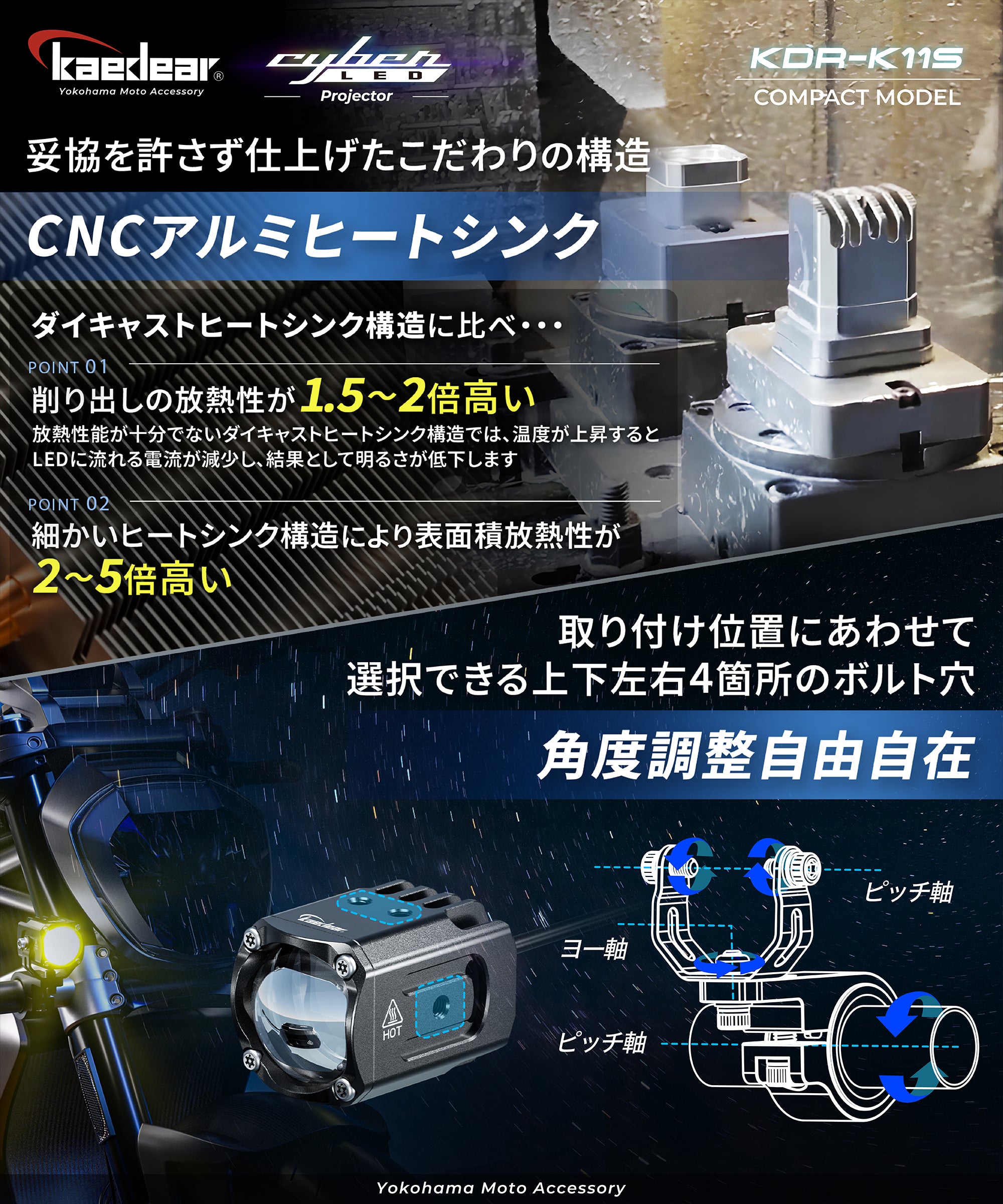 Kaedear(カエディア) Cyber LED プロジェクター ライト KDR-K11S-W30