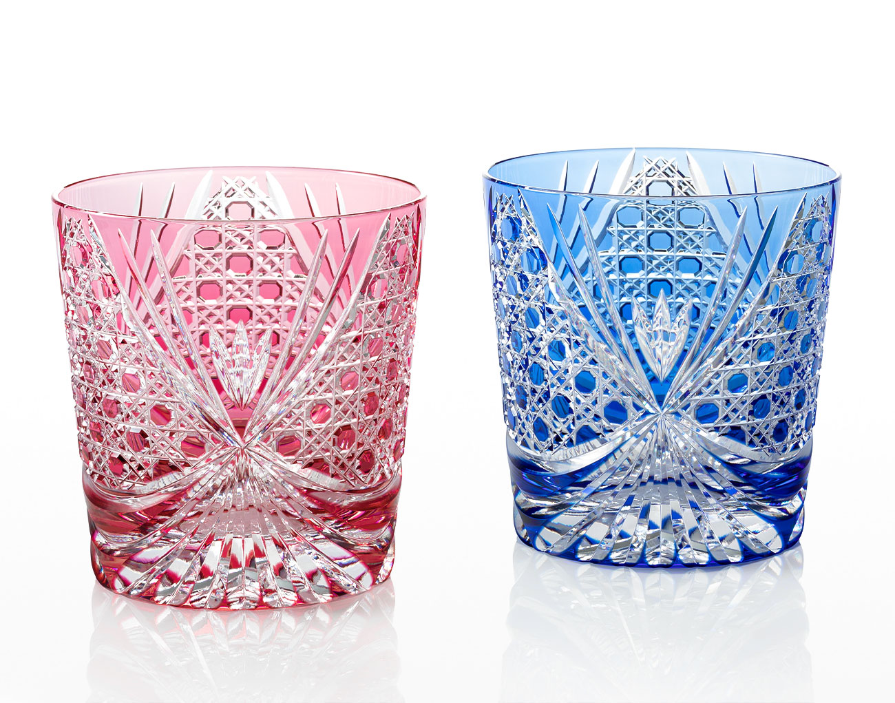 江戸切子 ペアロックグラス＜襷＞ | カガミクリスタル