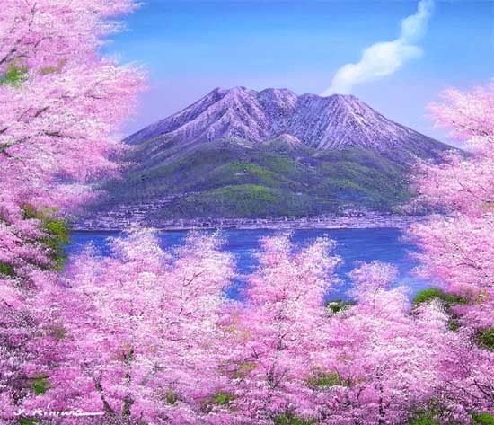 72*Z315)絵画 油絵 桜島 72*Z315)絵画 油絵 桜島 72*Z315)絵画 油絵
