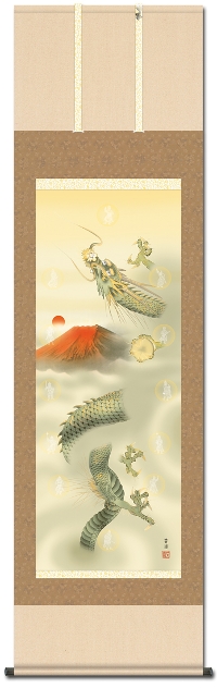 龍雲図 運気上昇掛け軸 雲峰作長期保管品 龍雲図 運気上昇掛け軸