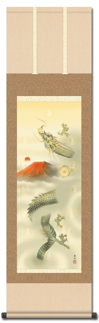 十二神将昇龍図 石田芳園 尺三 【赤富士・たつ・龍・竜・干支 】 新着