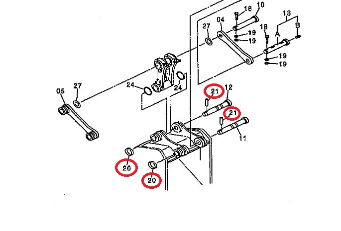 トメピン バケットピン用 日立 ZX40U【初期型】 16*62L 【標準バケット