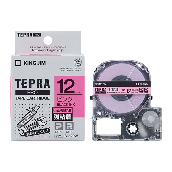 PROテープカートリッジ 強粘着ラベル SC12PW | PROテープカートリッジ