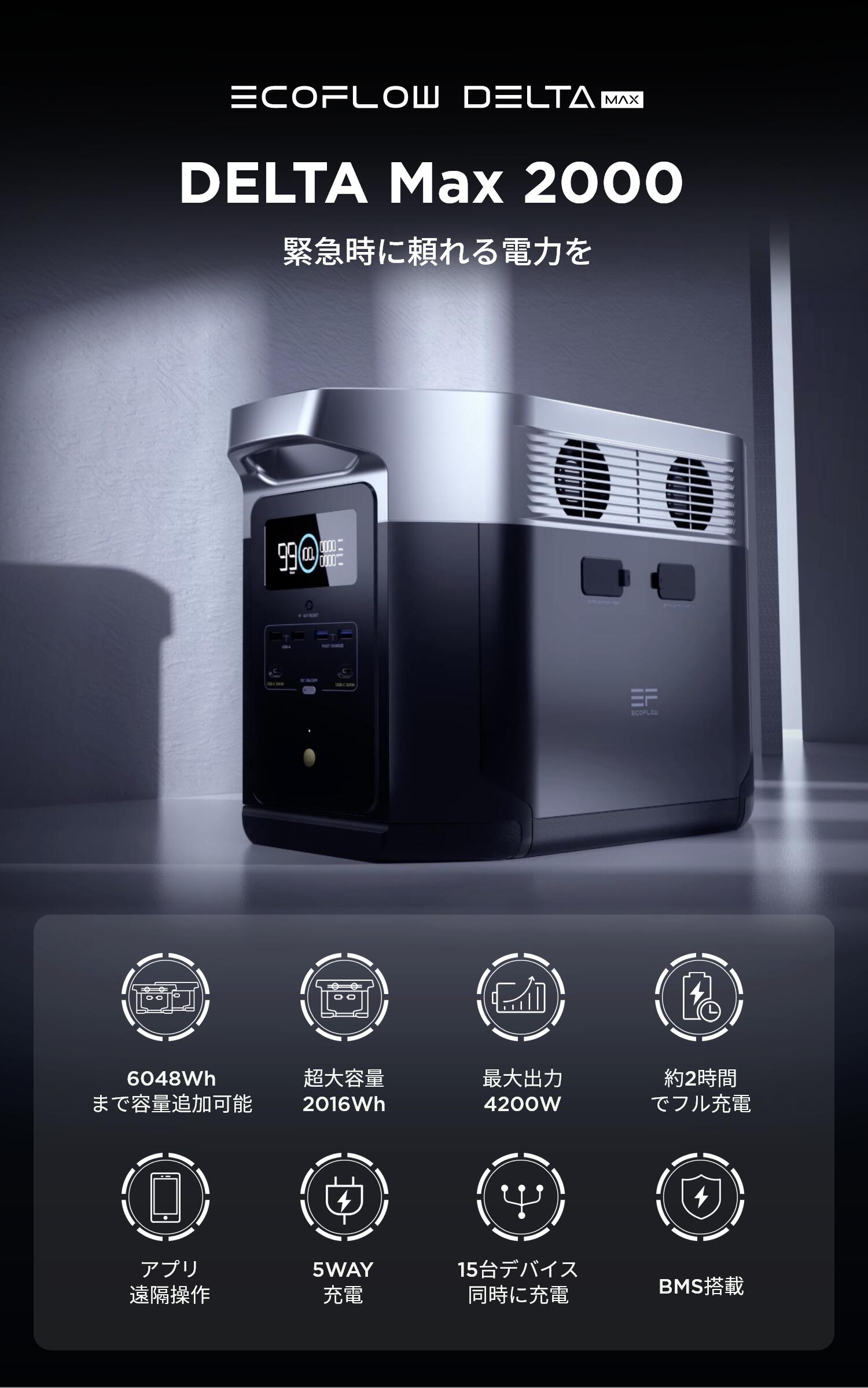 EcoFlow DELTA Max 2000 ポータブル電源 2016Wh/560,000mAh / IDA Online