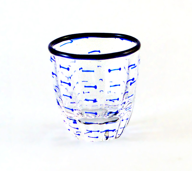 縄文ぐい呑み（青）｜肥前びーどろ｜佐賀の伝統的ガラス工芸