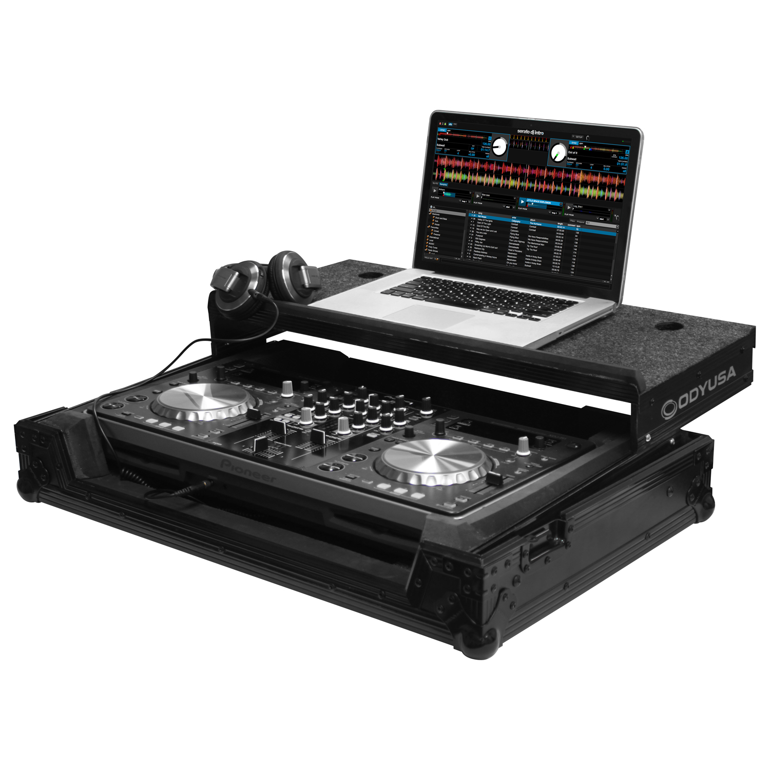 Black Pioneer XDJ-R1 Flight Case with Glide Platform - Odyssey Cases