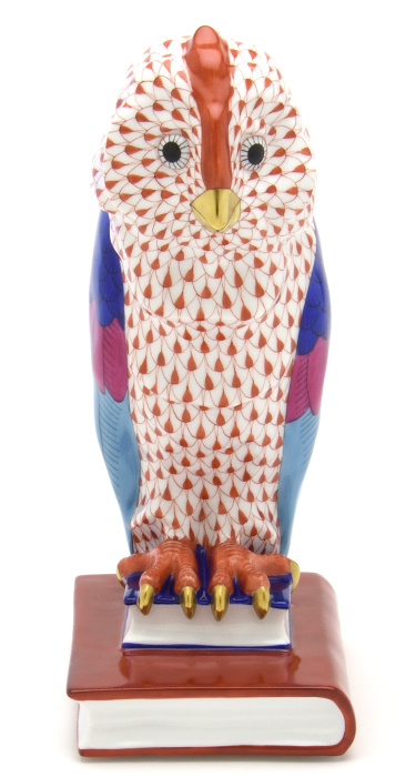 ヘレンド(Herend) ふくろう置物(高さ:21cm) 本の上の梟(M)(05105/VH