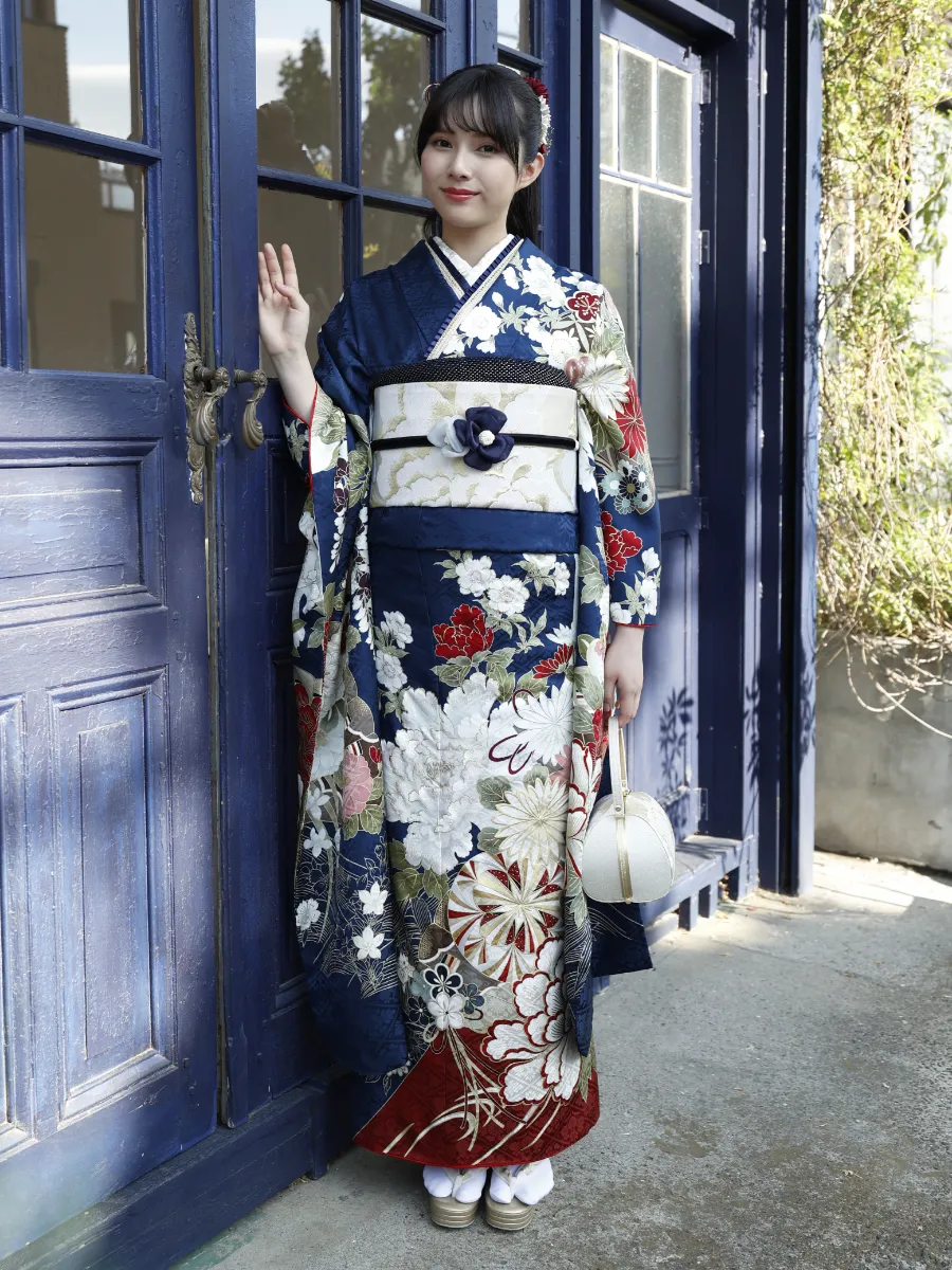 清楚！人気の水色！◇ 振袖7点セット153cm ◇フルセット三松成人式iH22