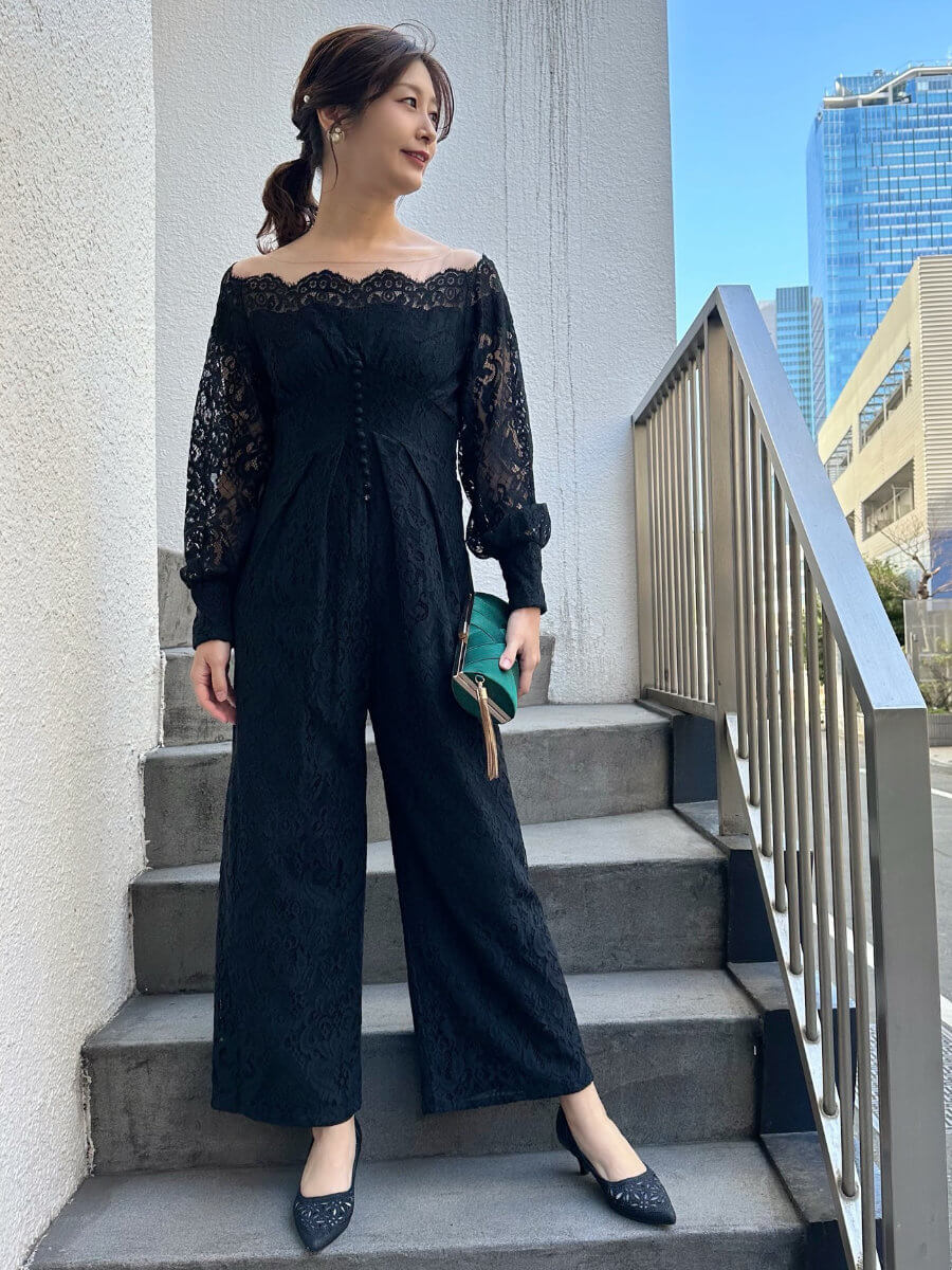 my closet / OFF SHOULDER LACE LIKE ROMPERS SBK