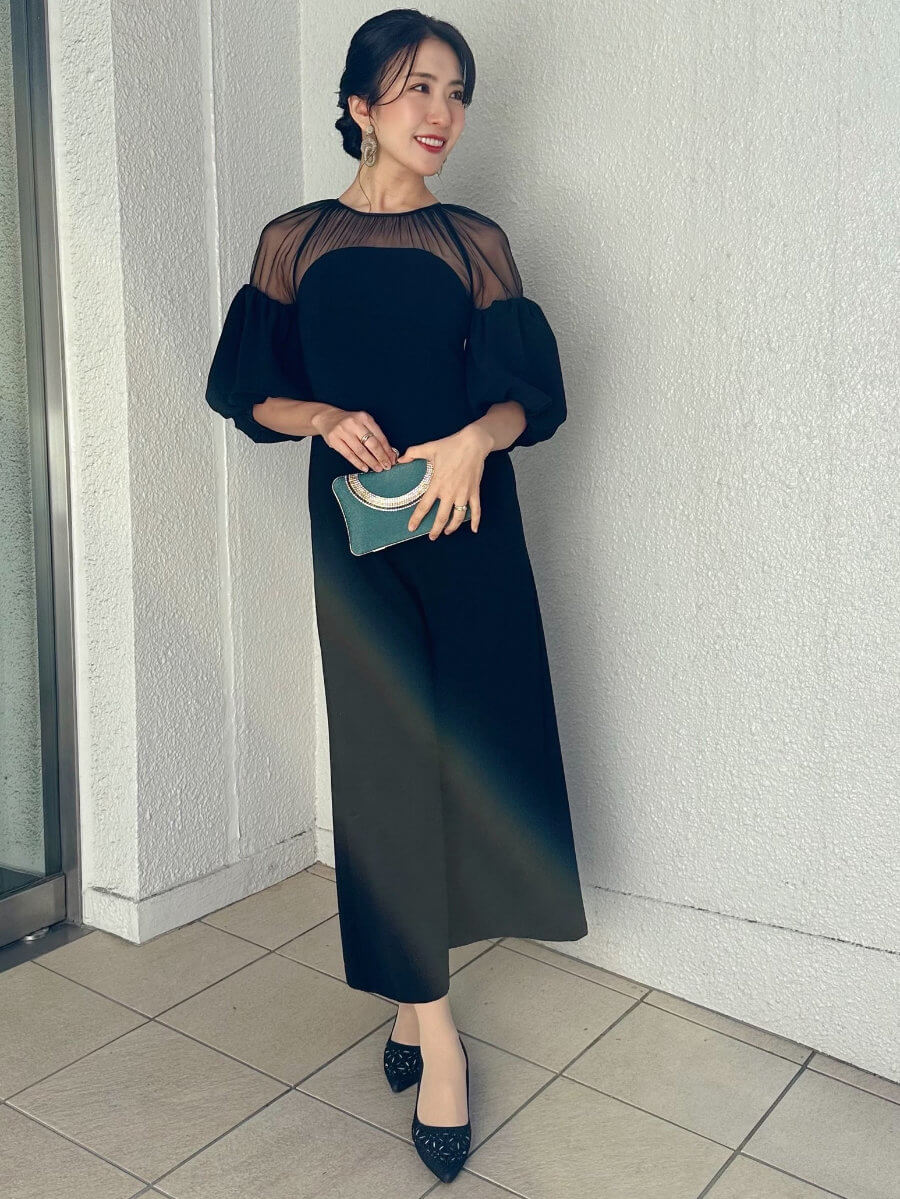 my closet / SOUFFLE SLEEVE GEORGETTE DRESS SBK