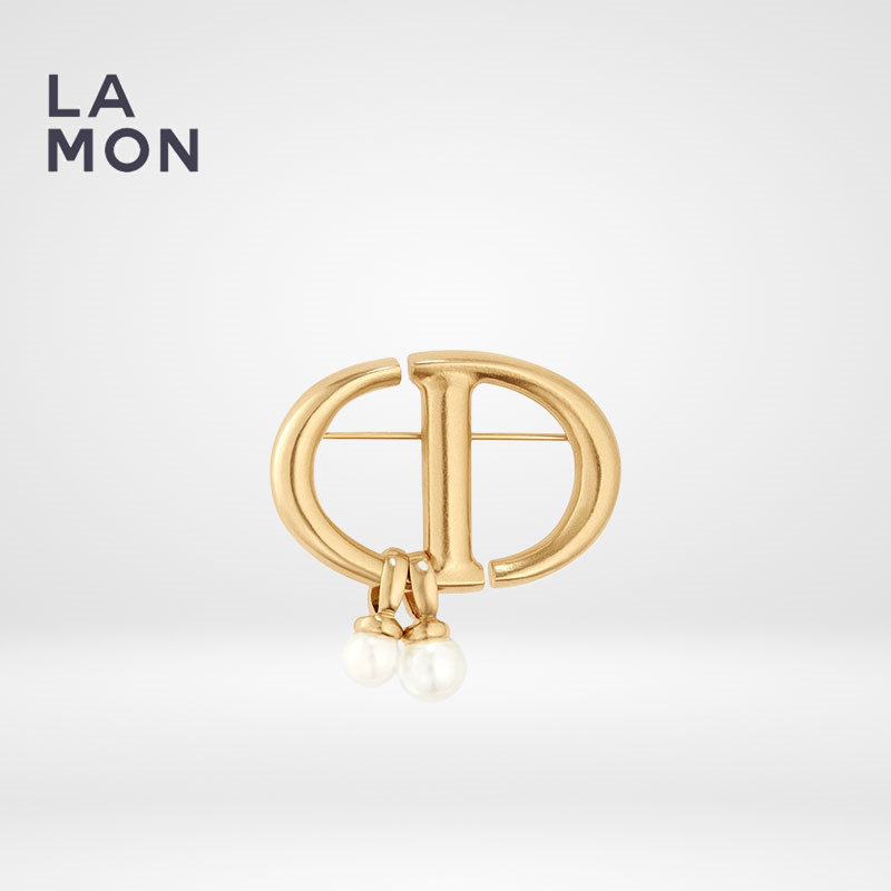 ディオール ブローチ DIOR CD NAVY BROOCH メタル レジン パール