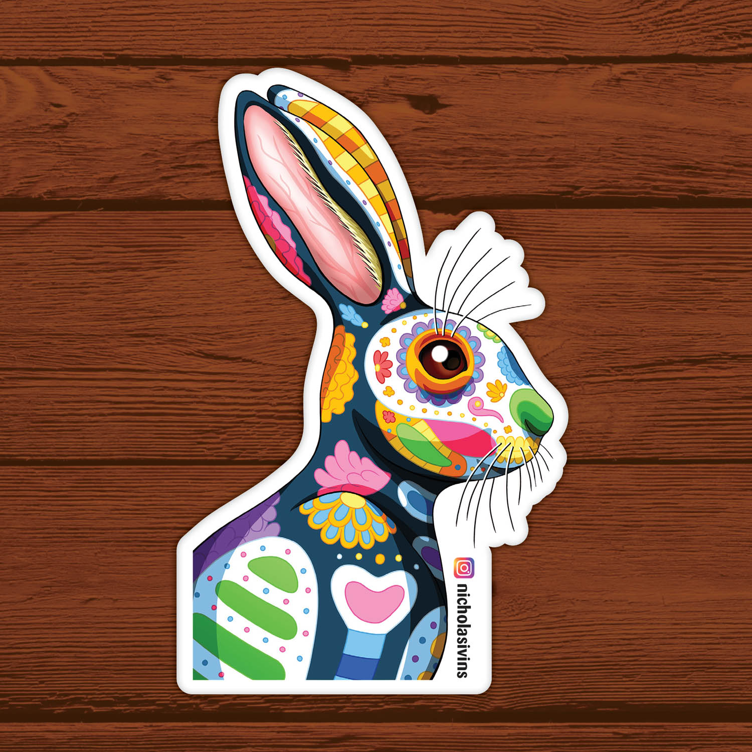 Day of the Dead Rabbit Sticker - “Coneja” - Nicholas Ivins