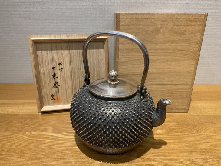 純銀製 薬缶 貴石摘 藤手 銀瓶 美術品 煎茶 純銀保証 純銀製 薬缶 貴石