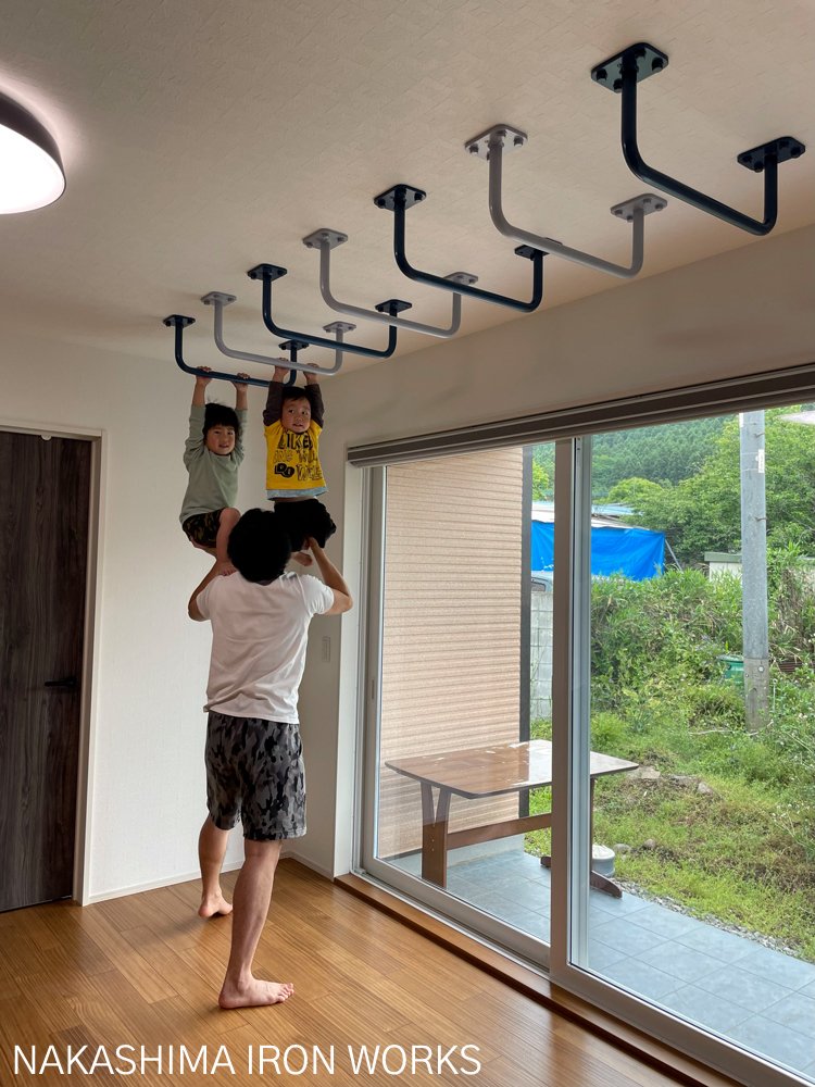 うんてい懸垂バー室内雲梯アイアンバー物干しランドリーバー うんてい
