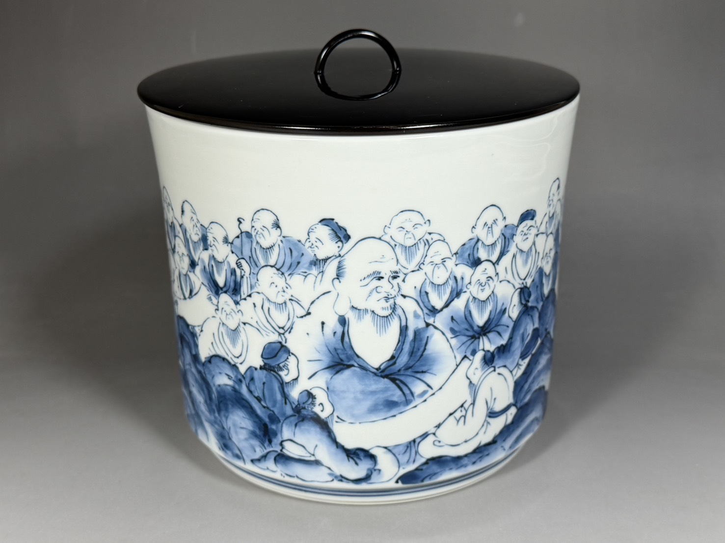 五山窯 林淡幽 造 染付 人物 水指 | 新栄堂