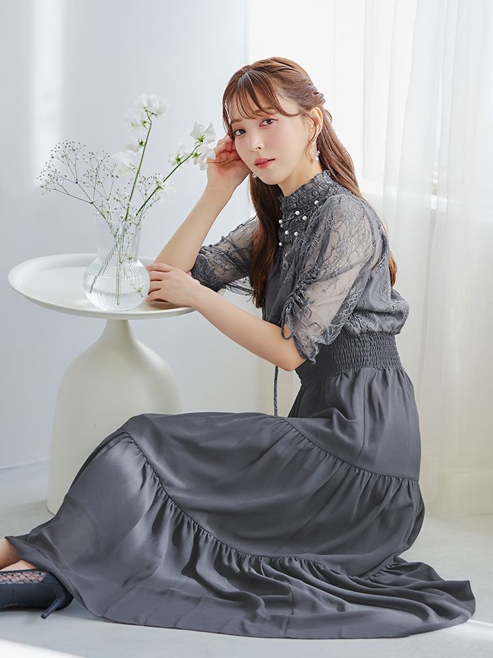 オケージョンドレス/ パーティードレス/ お呼ばれドレス/ ハイネック