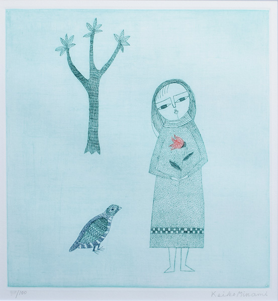 南桂子 銅版画 33/50 少女と塔の幻想世界 南桂子 銅版画