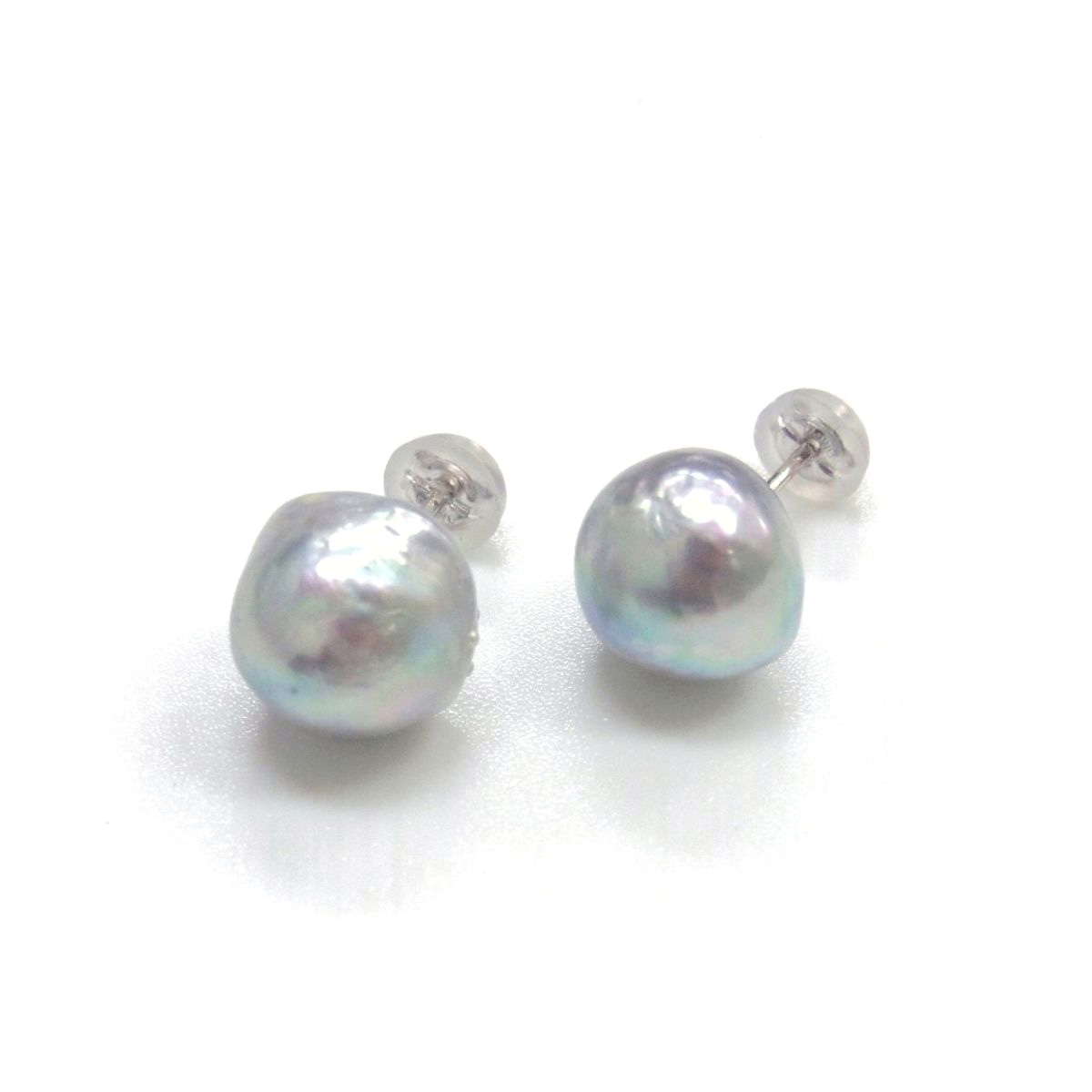 アコヤ真珠 ナチュラルカラー 10mmUP バロックパールピアス 14金