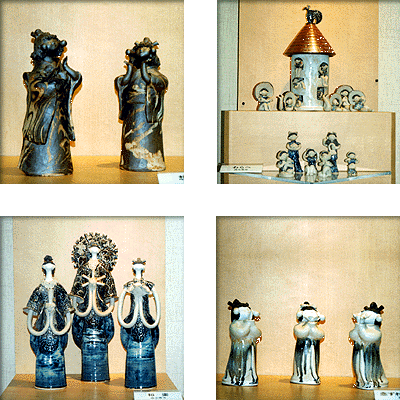 砥部焼き 森元青芳 青芳人形 5体 磁器 置物 手作り 工芸品 砥部焼き