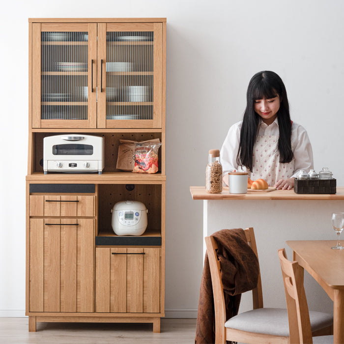 木製戸棚 古家具 2段重ね 収納棚 食器棚 幅890奥410高1210 送料込 木製