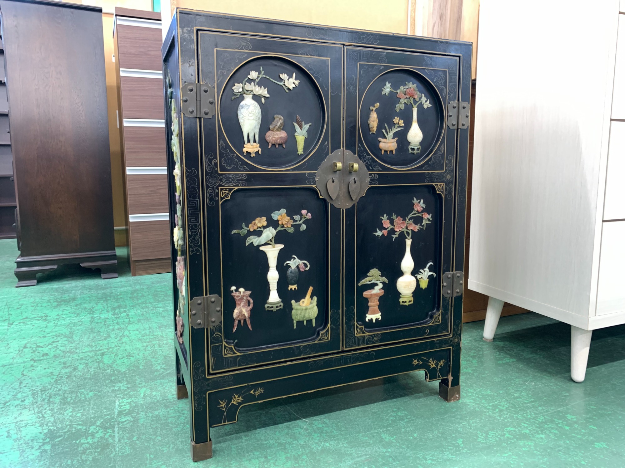 中国 清時代末期〜民国期 箪笥 漆金彫 福建省 アンティーク家具251215