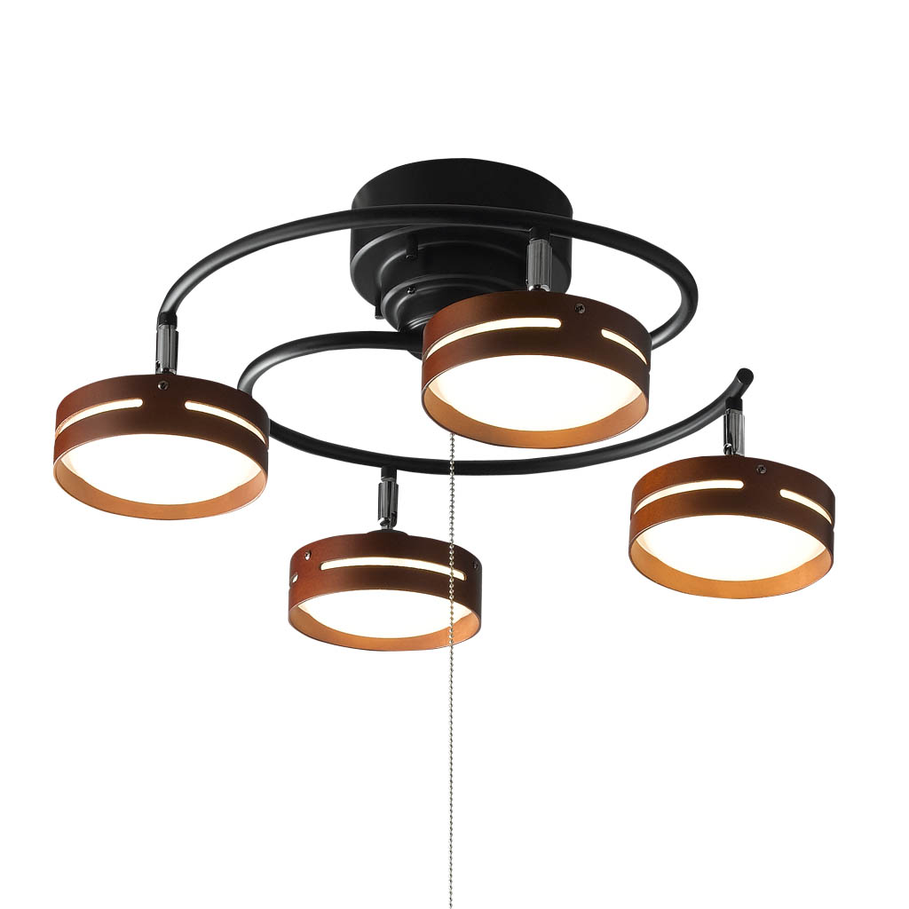 LEDひも式S字4灯シーリングライト ブラック｜YAZAWA CORPORATION