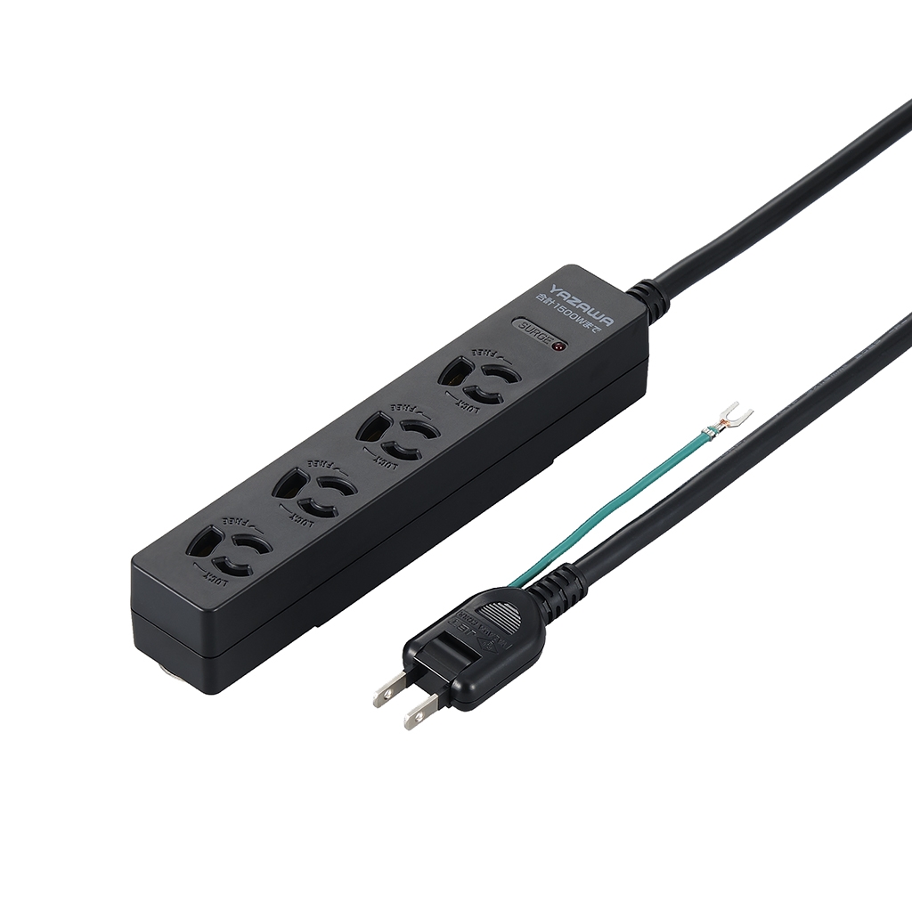 ノイズフィルター集中SW付3個口2m黒｜YAZAWA CORPORATION