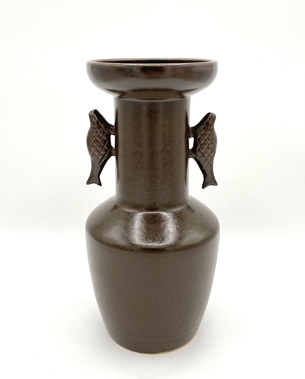 膳所焼 笹耳付花入 膳所焼 笹耳付花入 膳所焼 陽炎園 岩崎新定 菱口