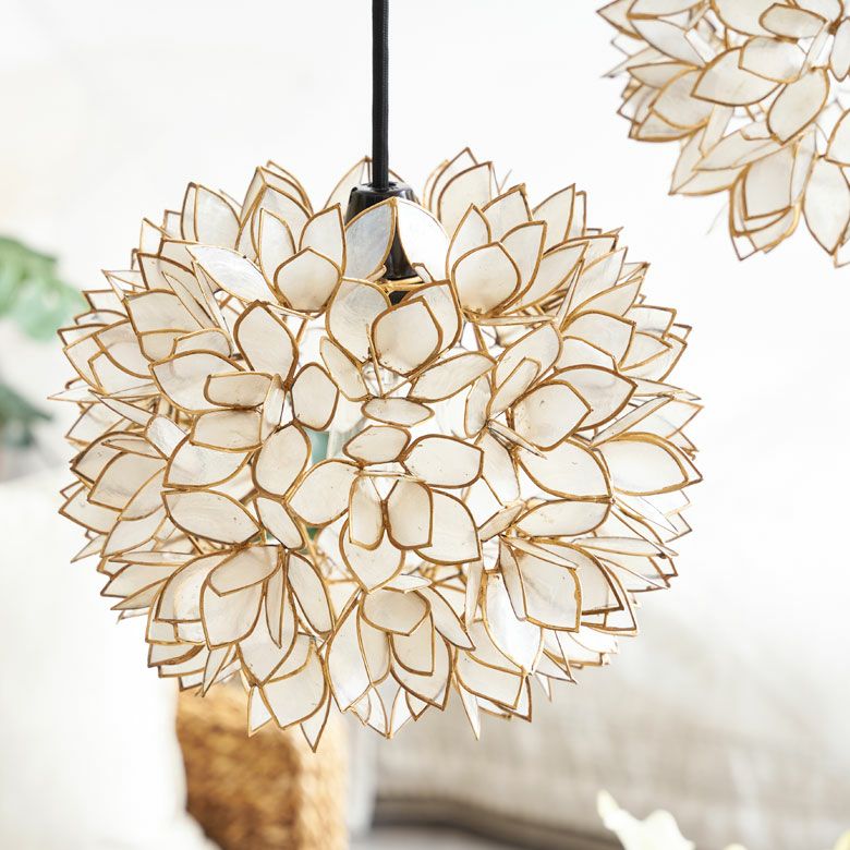 ペンダントライト 真鍮フレームとカピスシェル カバー カピスシェルの