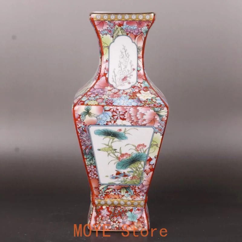 清乾隆蒔金琺瑯彩花鳥磁器王瓶 景徳鎮 陶磁器 装飾品