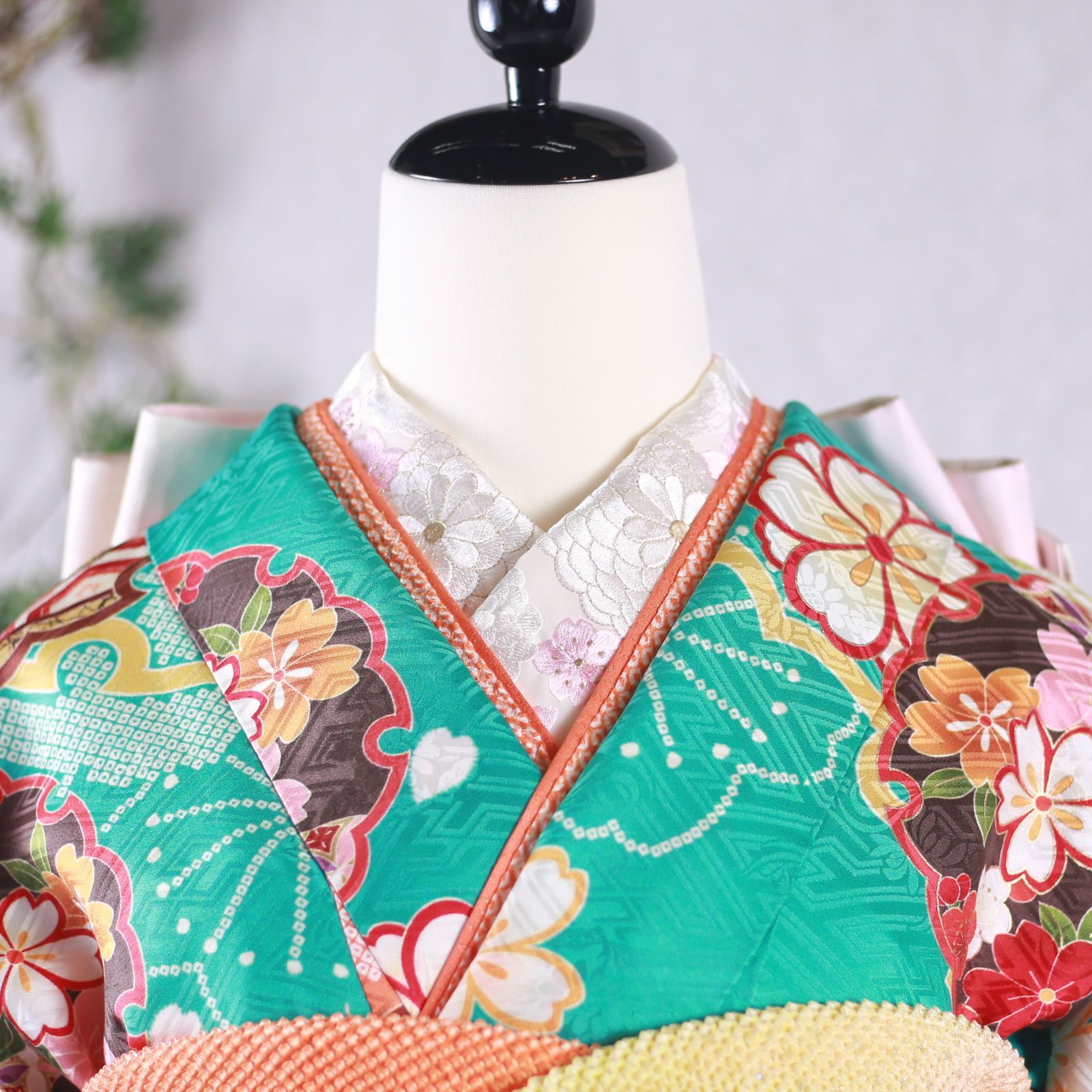 振袖フルセット 振袖セット 振袖 LLサイズ 中古 水色×レトロポップ 美