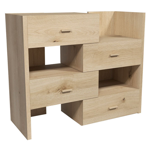 送料込み 起立木工 KOMO チェストラック オーク 無垢 棚 引き出し