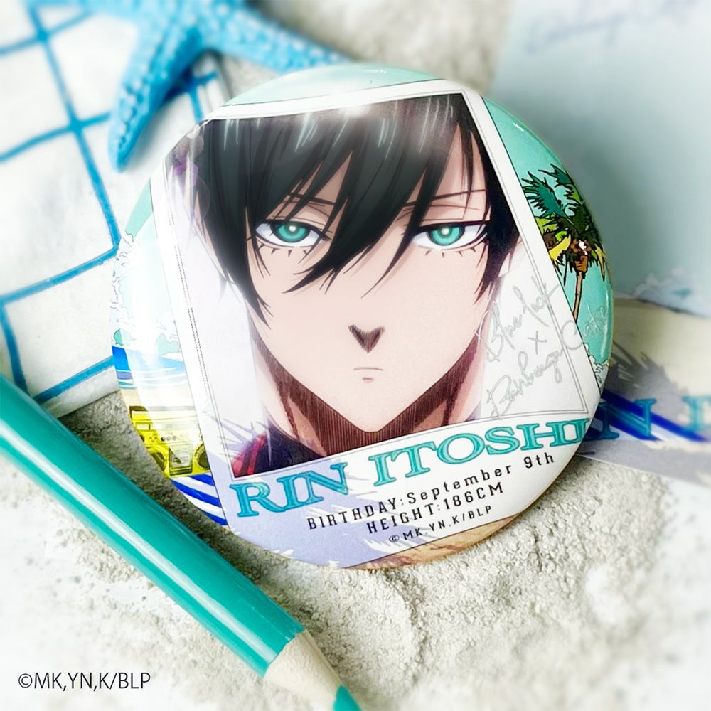 ブルーロック×文房具カフェ シーサイドフライヤーモチーフ 缶バッジ 糸